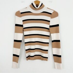 Anthropologie Maeve Striped Turtleneck Long Sleeves Pullover Sweater Size Medium
